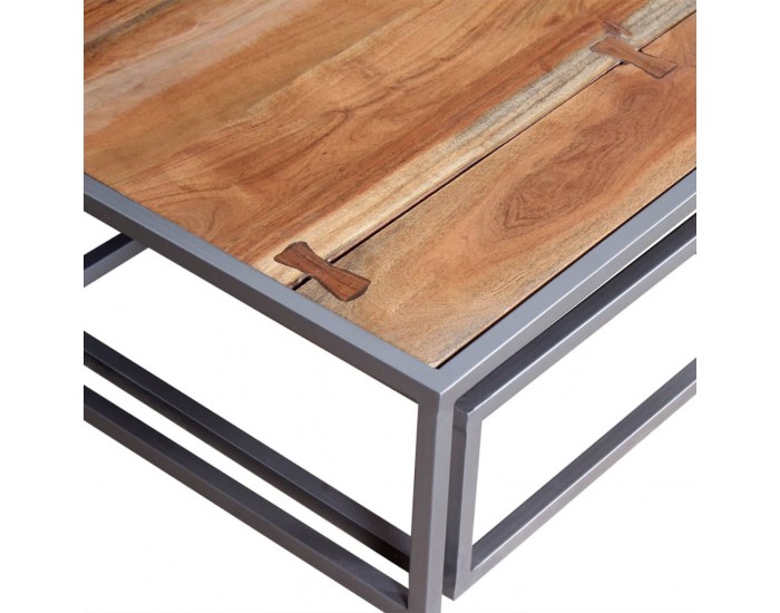 Sonata H Две маси за кафе, акациево дърво масив, кафяви