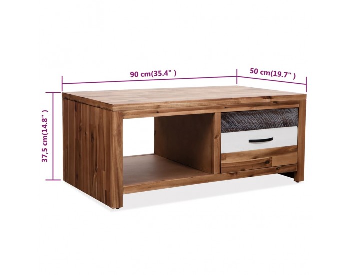 Sonata H Маса за кафе, акациево дърво, 90x50x37,5 cм