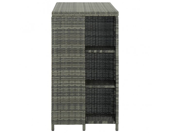 Sonata H Бар маса с шкаф за съхранение, сива, 120x60x110 см, полиратан