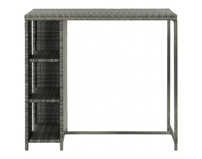 Sonata H Бар маса с шкаф за съхранение, сива, 120x60x110 см, полиратан