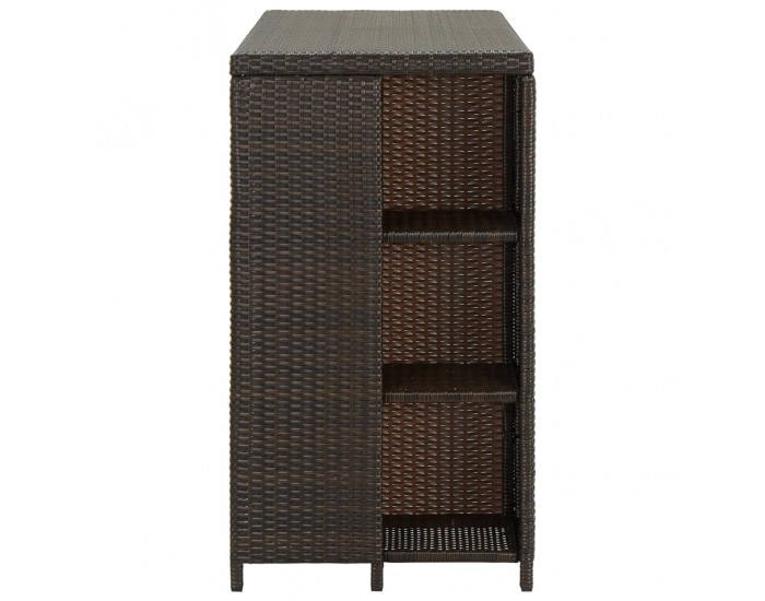 Sonata H Бар маса с шкаф за съхранение, кафява, 120x60x110 см, полиратан