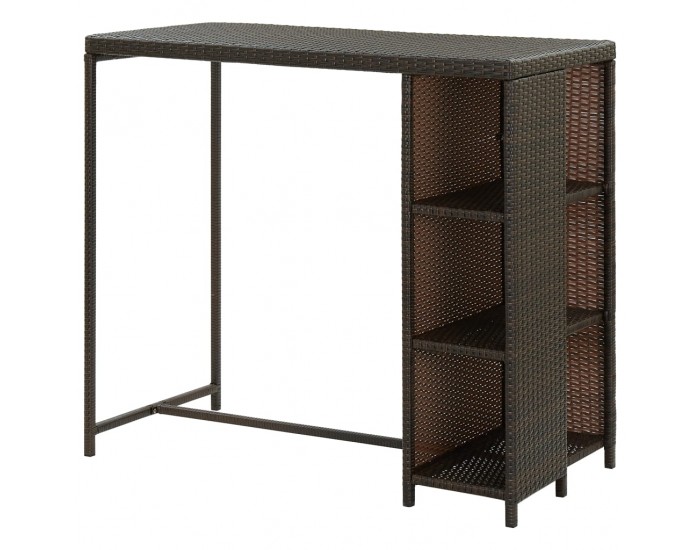 Sonata H Бар маса с шкаф за съхранение, кафява, 120x60x110 см, полиратан