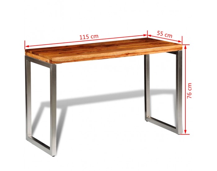 Sonata H Трапезна маса/бюро, масивно дърво, стоманени крака