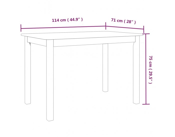 Sonata H Трапезна маса, черна, 114x71x75 cм, каучуково дърво масив
