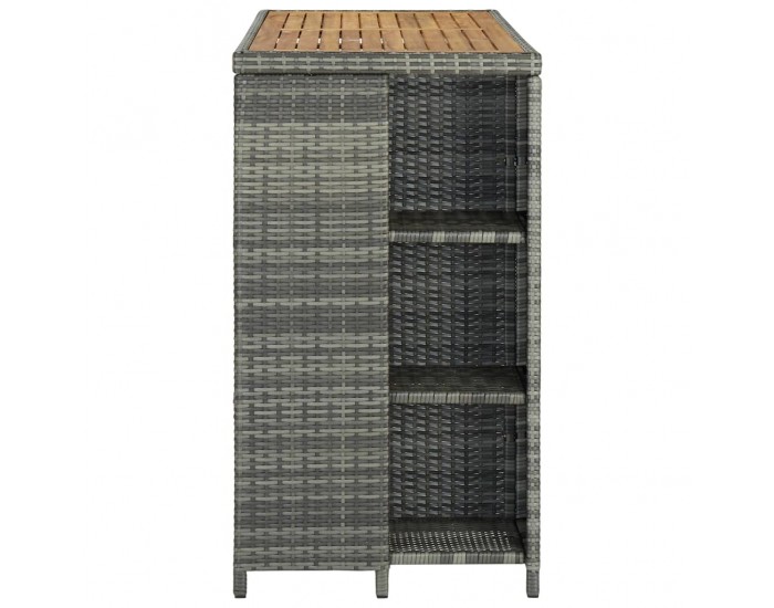 Sonata H Бар маса с шкаф за съхранение, сива, 120x60x110 см, полиратан