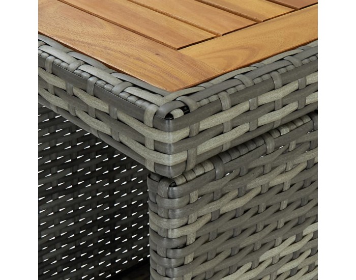 Sonata H Бар маса с шкаф за съхранение, сива, 120x60x110 см, полиратан