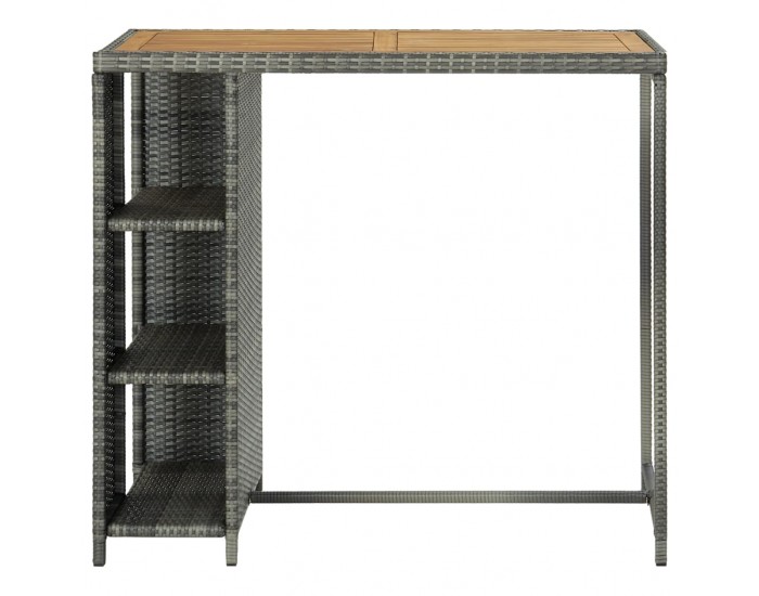 Sonata H Бар маса с шкаф за съхранение, сива, 120x60x110 см, полиратан