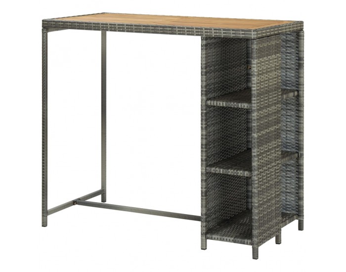 Sonata H Бар маса с шкаф за съхранение, сива, 120x60x110 см, полиратан