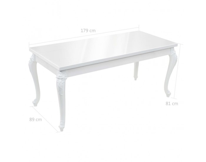 Sonata H Трапезна маса, 179x89x81 см, висок гланц, бяла