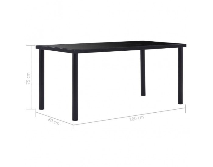 Sonata H Трапезна маса, черна, 160x80x75 см, закалено стъкло