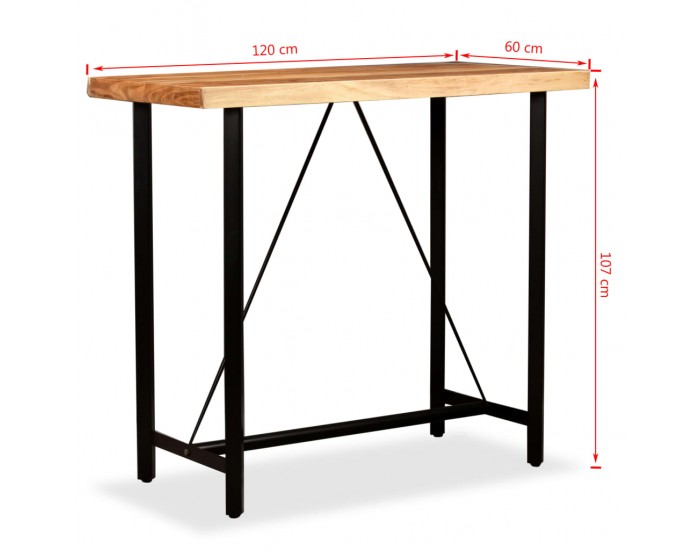 Sonata H Бар маса, акациево дърво масив, 120x60x107 см