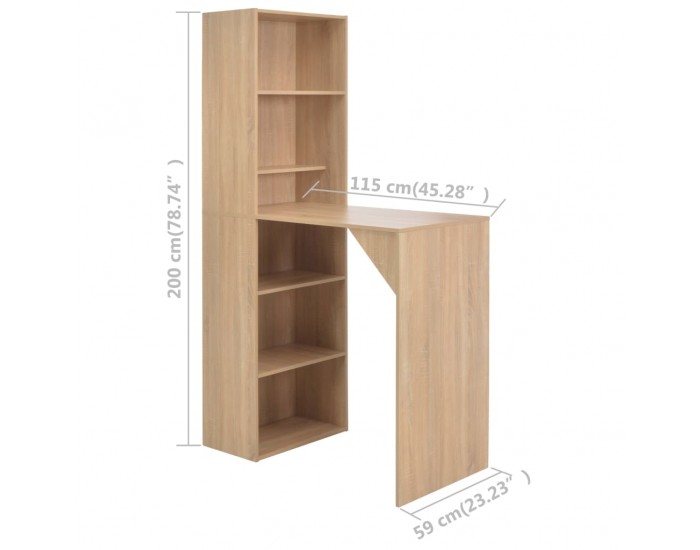 Sonata H Бар маса с шкаф, дъб, 115x59x200 см