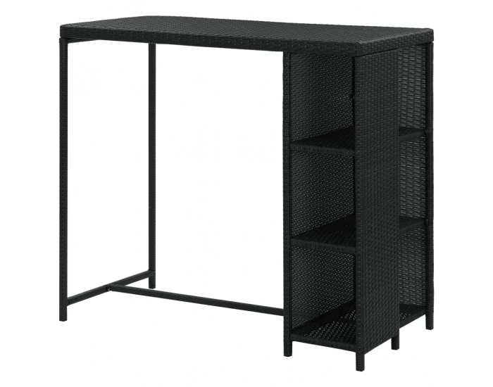 Sonata H Бар маса с шкаф за съхранение, черна, 120x60x110 см, полиратан