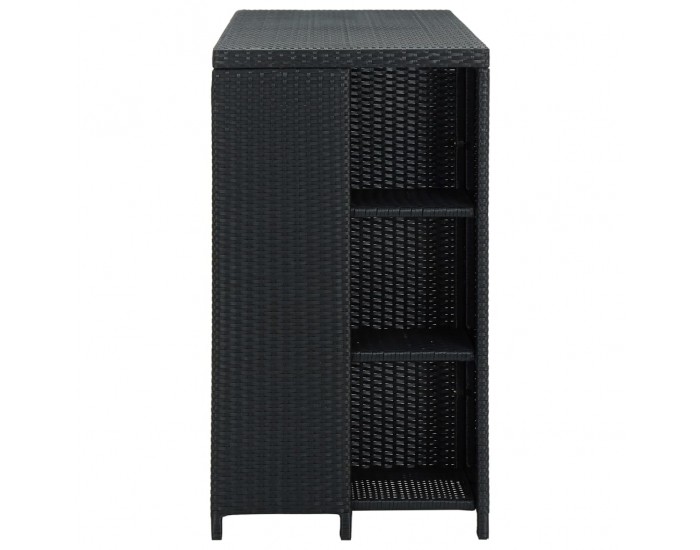 Sonata H Бар маса с шкаф за съхранение, черна, 120x60x110 см, полиратан