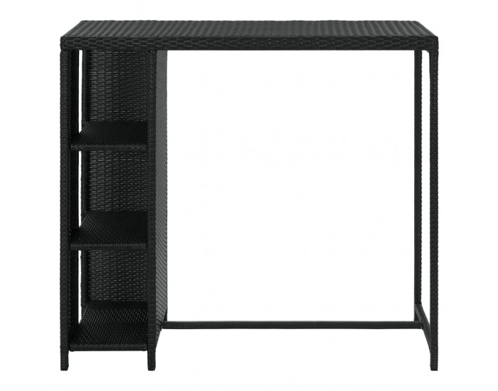 Sonata H Бар маса с шкаф за съхранение, черна, 120x60x110 см, полиратан
