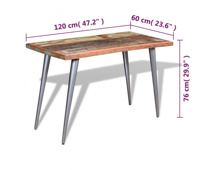 Sonata H Трапезна маса, регенерирано дърво масив, 120x60x76 cм