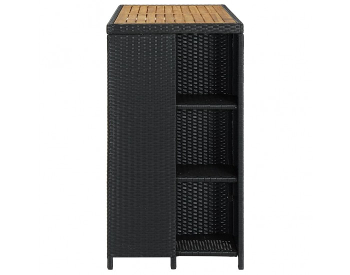 Sonata H Бар маса с шкаф за съхранение, черна, 120x60x110 см, полиратан