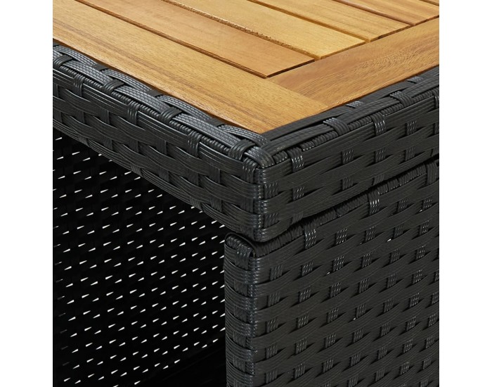 Sonata H Бар маса с шкаф за съхранение, черна, 120x60x110 см, полиратан