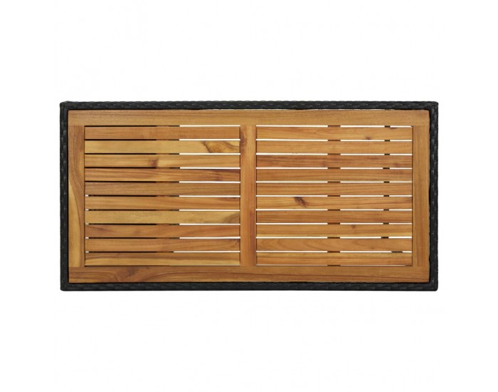 Sonata H Бар маса с шкаф за съхранение, черна, 120x60x110 см, полиратан