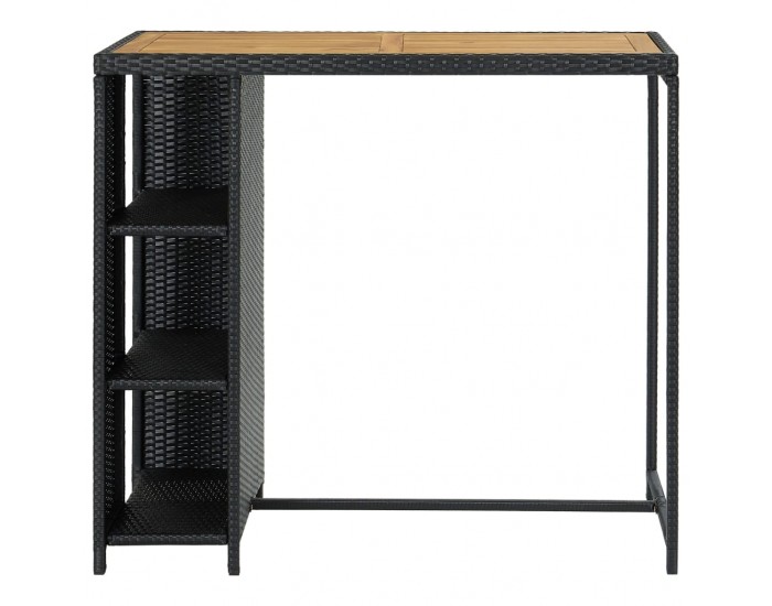 Sonata H Бар маса с шкаф за съхранение, черна, 120x60x110 см, полиратан