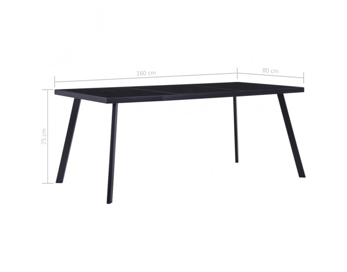 Sonata H Трапезна маса, черна, 160x80x75 см, закалено стъкло