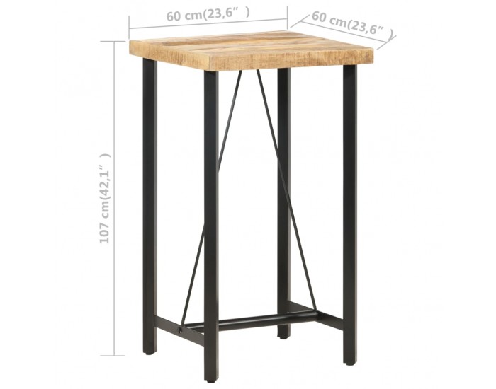 Sonata H Бар маса, 60x60x107 cм, груба мангова дървесина
