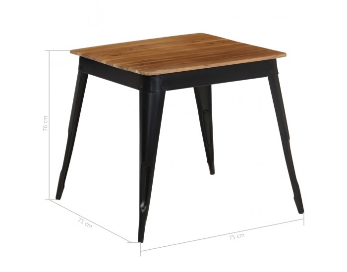Sonata H Трапезна маса, акациево дърво масив и стомана, 75x75x76 cм