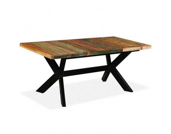 Sonata H Трапезна маса регенерирано дърво масив стоманена основа 180 cм