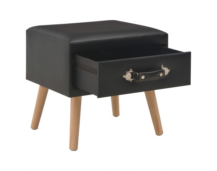 Sonata H Нощни шкафчета, 2 бр, черни, 40x35x40 см, изкуствена кожа