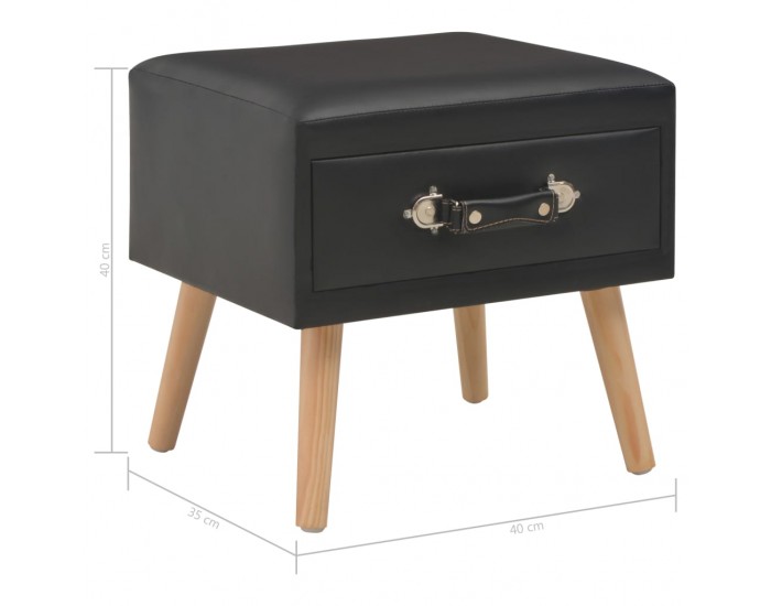Sonata H Нощни шкафчета, 2 бр, черни, 40x35x40 см, изкуствена кожа