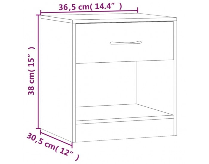 Sonata H Нощни шкафче с чекмедже, 2 бр, бяло