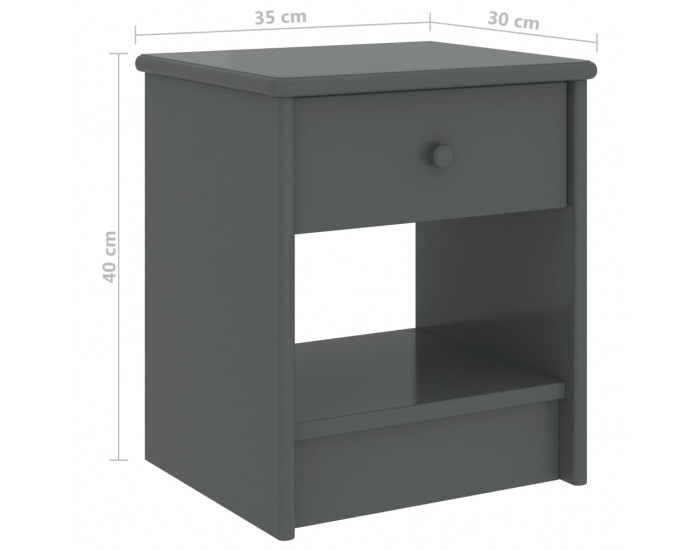 Sonata H Нощно шкафче, тъмносиво, 35x30x40 см, бор масив