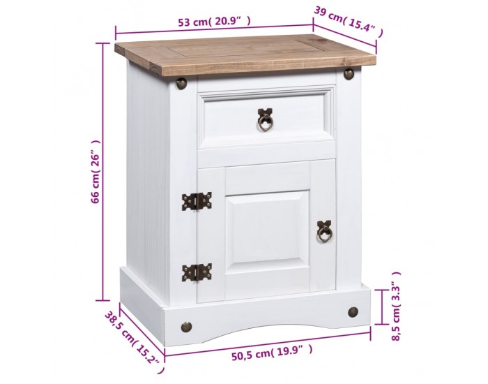 Sonata H Нощно шкафче, мексикански бор, стил Корона, 53x39x66 cм