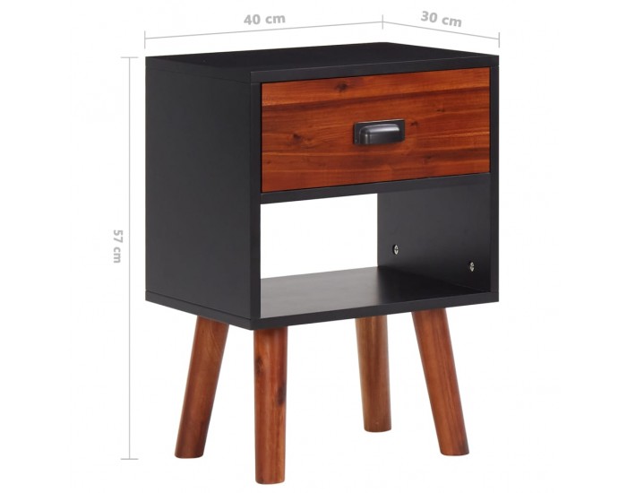 Sonata H Нощно шкафче, акациево дърво масив, 40x30x57 см