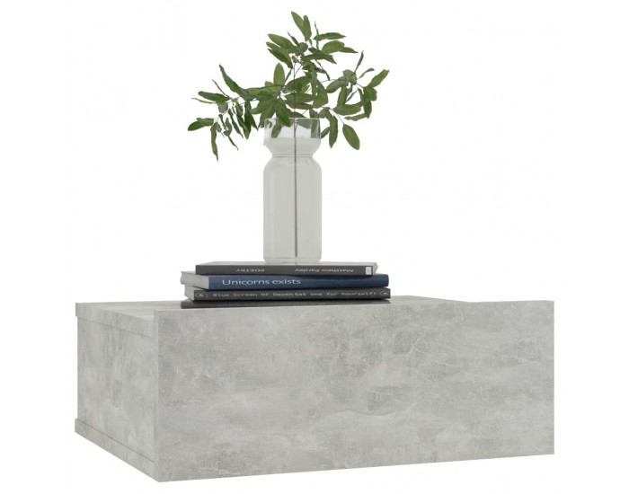 Sonata H Нощно шкафче за стена, бетонно сиво, 40x30x15см инженерно дърво