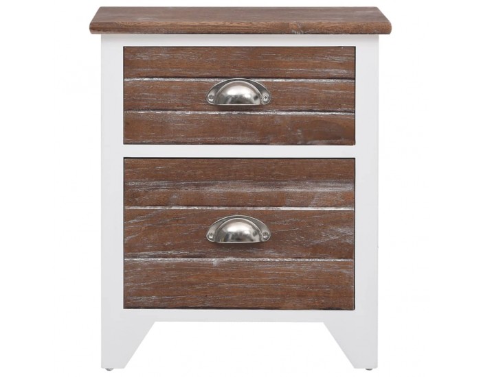 Sonata H Нощно шкафче с 2 чекмеджета, 2 бр, кафяво и бяло
