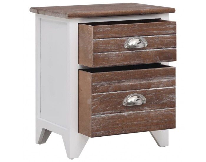 Sonata H Нощно шкафче с 2 чекмеджета, 2 бр, кафяво и бяло