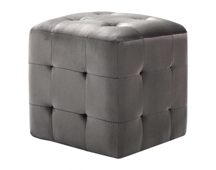 Sonata H Нощни шкафчета, 2 бр, сиви, 30x30x30 см, кадифен текстил