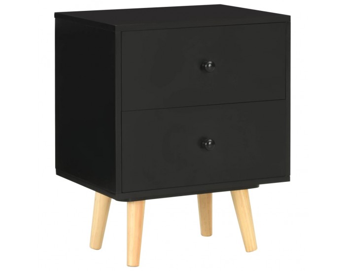 Sonata H Нощни шкафчета, 2 бр, черни, 40x30x50 см, бор масив