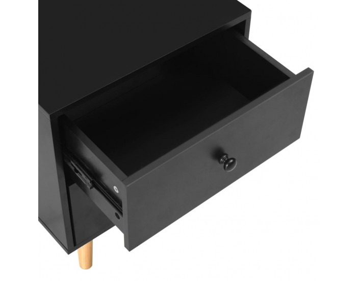 Sonata H Нощни шкафчета, 2 бр, черни, 40x30x50 см, бор масив