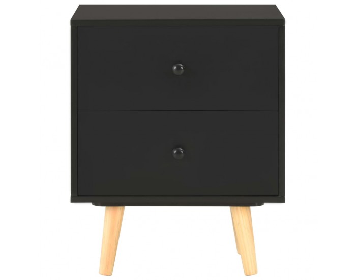 Sonata H Нощни шкафчета, 2 бр, черни, 40x30x50 см, бор масив
