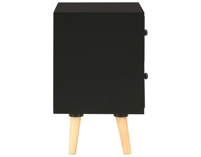 Sonata H Нощни шкафчета, 2 бр, черни, 40x30x50 см, бор масив