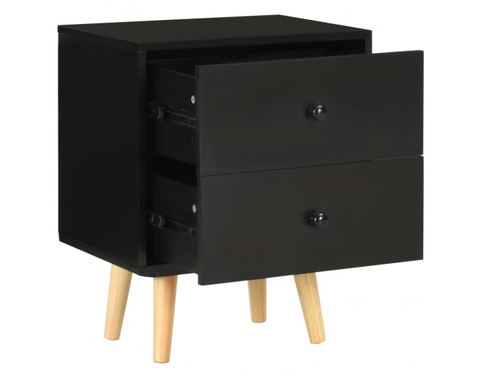 Sonata H Нощни шкафчета, 2 бр, черни, 40x30x50 см, бор масив