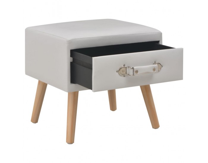 Sonata H Нощно шкафче, бяло, 40x35x40 см, изкуствена кожа