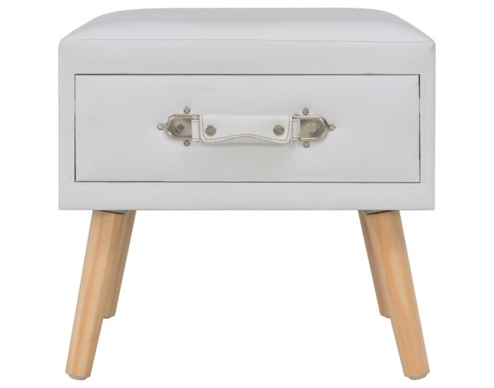 Sonata H Нощно шкафче, бяло, 40x35x40 см, изкуствена кожа