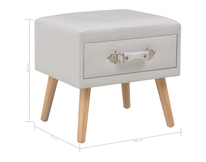 Sonata H Нощно шкафче, бяло, 40x35x40 см, изкуствена кожа