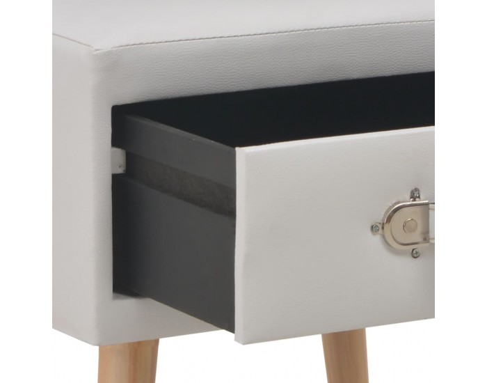 Sonata H Нощно шкафче, бяло, 40x35x40 см, изкуствена кожа