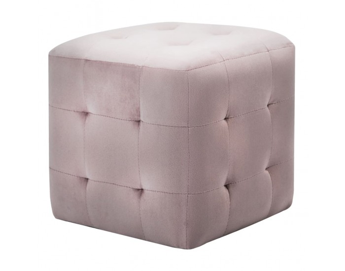 Sonata H Нощни шкафчета, 2 бр, розови, 30x30x30 см, кадифен текстил