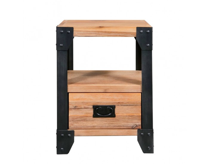 Sonata H Нощни шкафчета, 2 бр, акация масив, стомана, 40x30x54 cм