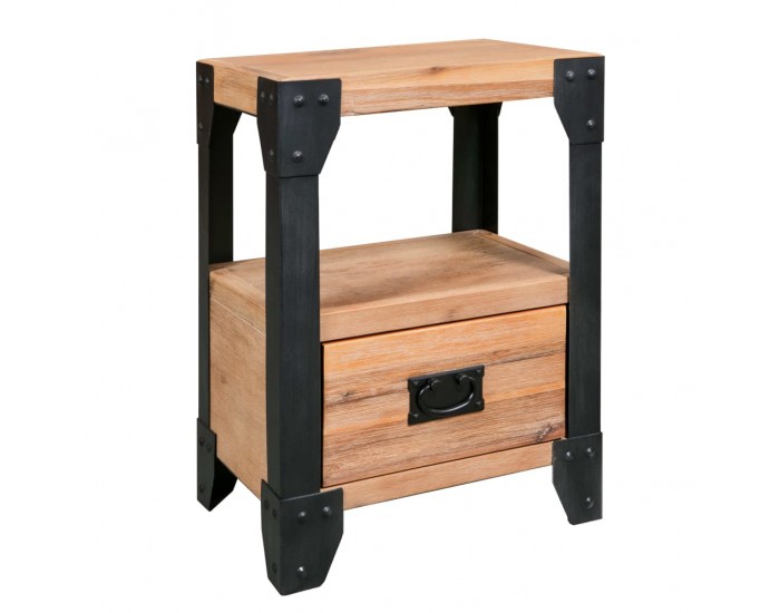 Sonata H Нощни шкафчета, 2 бр, акация масив, стомана, 40x30x54 cм